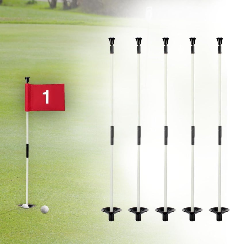 asdmm Golf Flagstick with Ball Retrieval Base - Portable Putting Green Flag Stick for Yard, Practice Green, Club, Driving Range, 3FT Height, 5 Pcs - Image 1